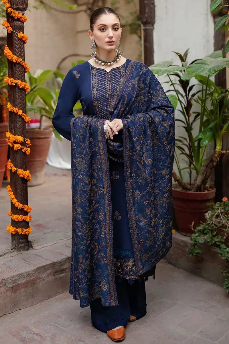 Bar Embroidered Dhanak Three Piece Winter Collection