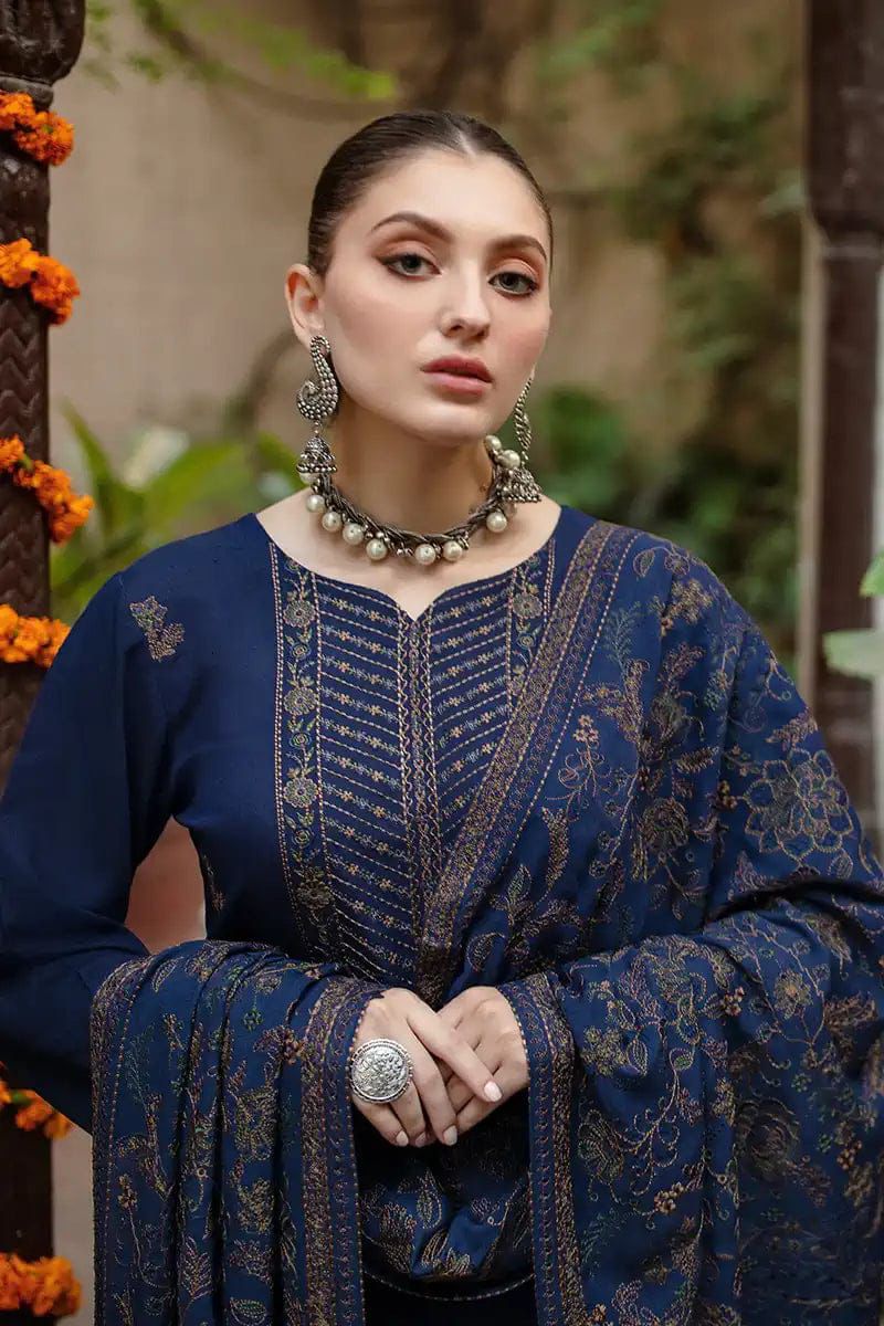 Bar Embroidered Dhanak Three Piece Winter Collection