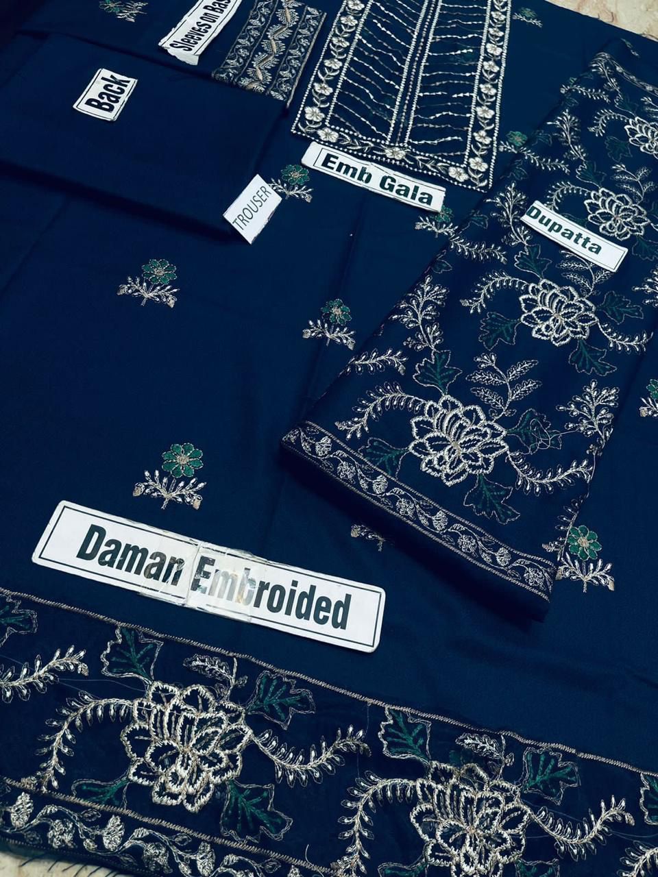 Bar Embroidered Dhanak Three Piece Winter Collection