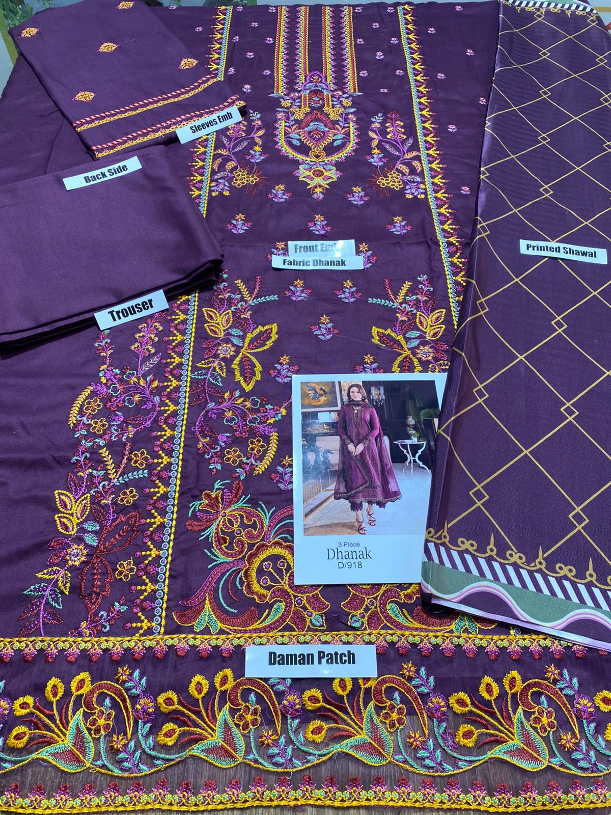 Embroidered Dhanak Three Piece Winter Collection