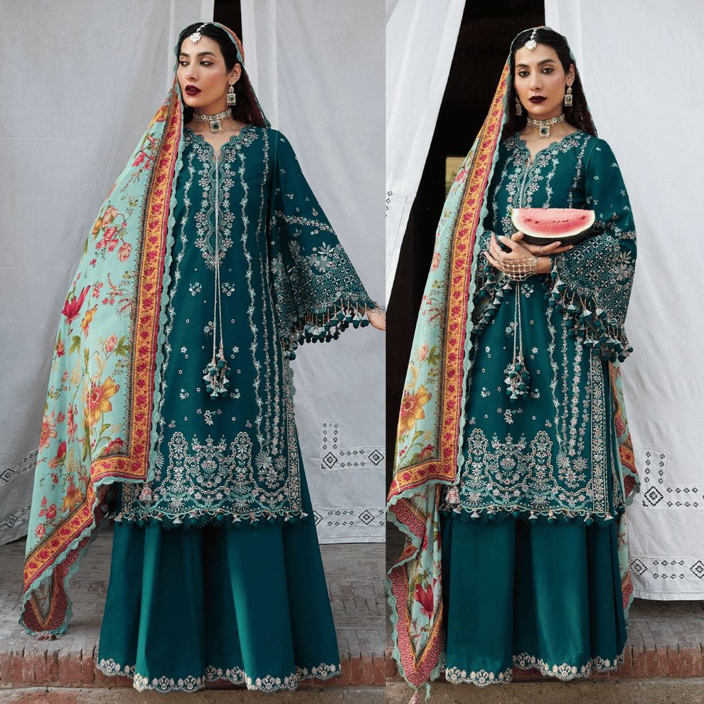 Embroidered Dhanak Three Piece Winter Collection