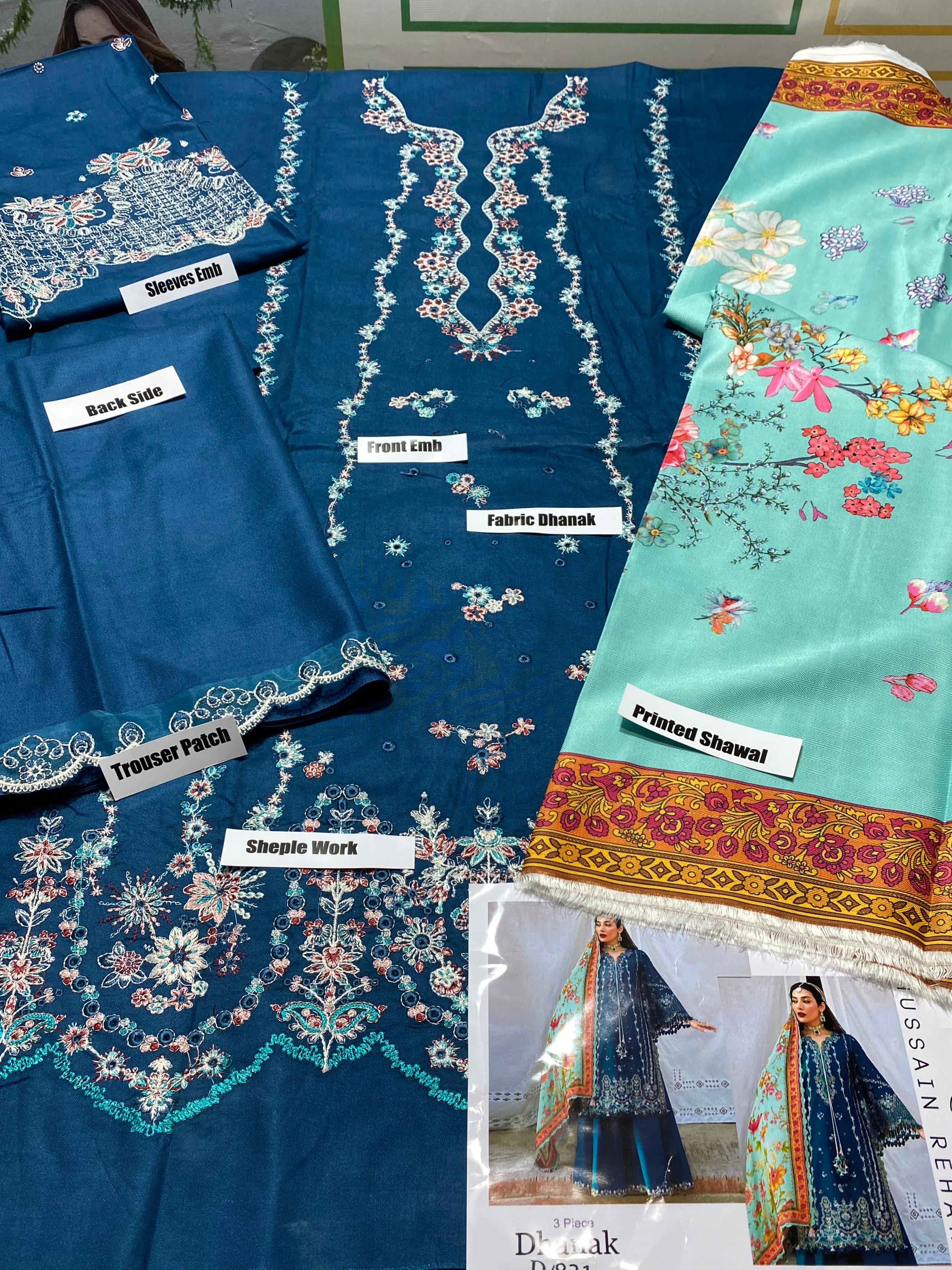 Embroidered Dhanak Three Piece Winter Collection